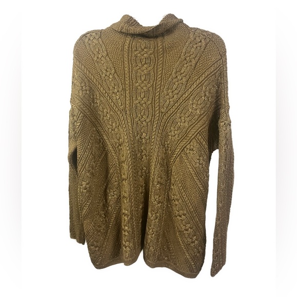 Ralph Lauren Blue Label Vintage Women’s Gold Metallic Cable Knit Sweater- Size L - Picture 2 of 4